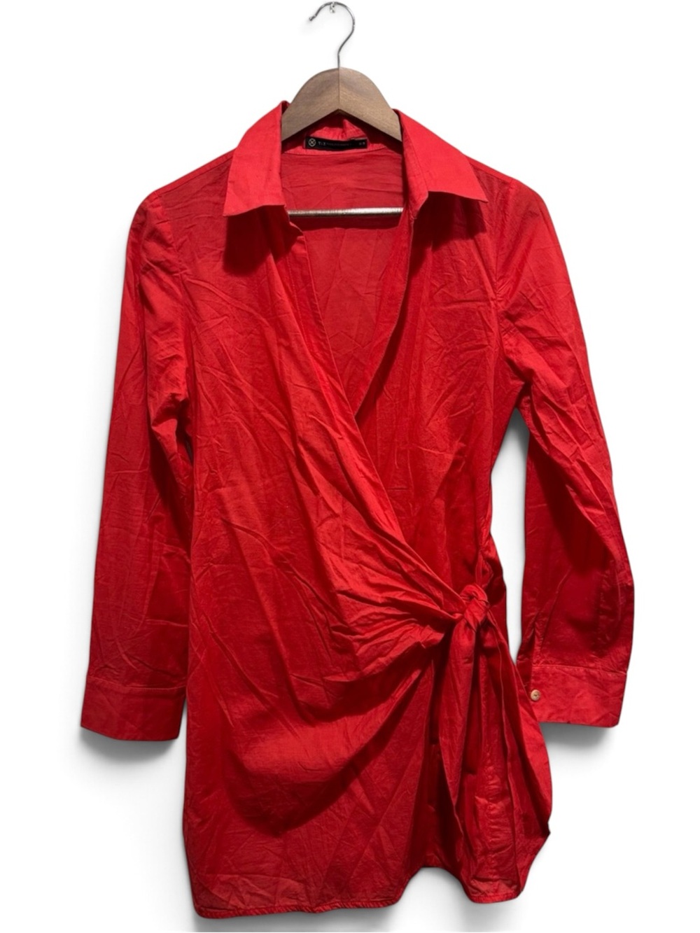 ViX Paula Hermanny Red Cotton Wrap Mini Shirt Dress Resort M
